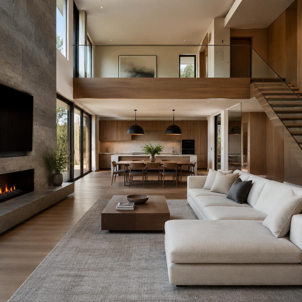 Renovated modern living room interior